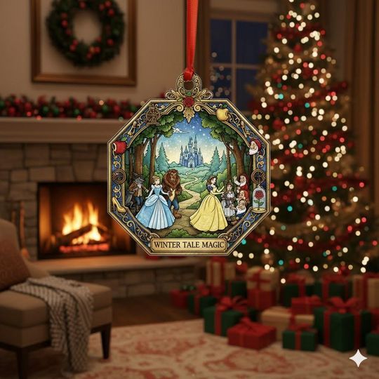 Discover Disneyland Christmas Acrylic Ornament, Magic Kingdom Christmas Ornament, Movie Themed Christmas Ornaments, FairyTales Holiday Gift