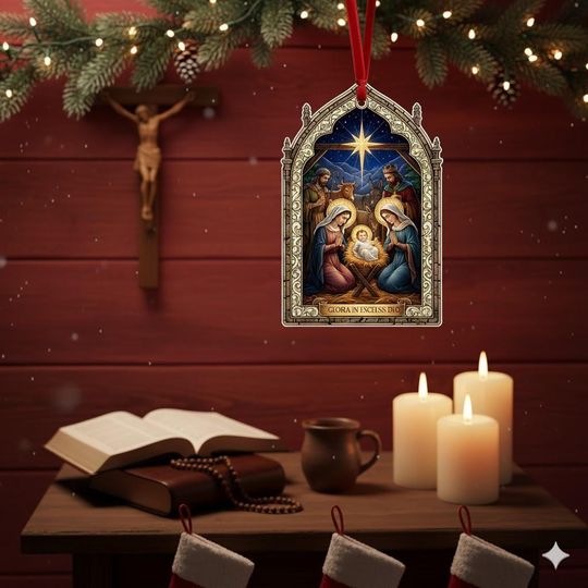 Discover Nativity Acrylic Ornament, Religious Catholic Gift, Religious Catholic Christmas Decor, Life of Christ, Christian Family Christmas Keepsake