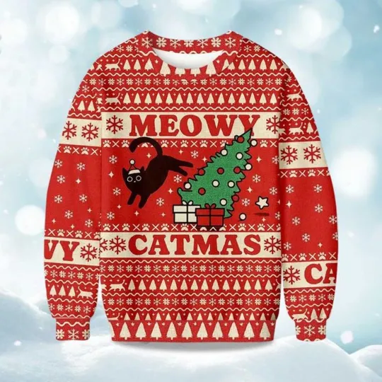Discover Meowy Catmas Christmas Ugly Sweater, Christmas Gift For Men, Women