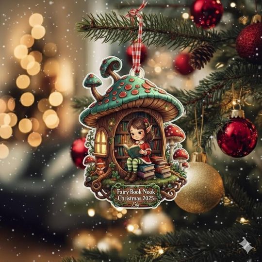 Discover Fairy Book Nook Christmas Ornament: Librarian Gift