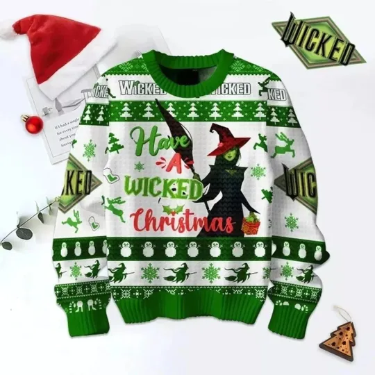 Wicked Have A Wicked Christmas Happy Holidays 2024 Ugly Sweater 3D