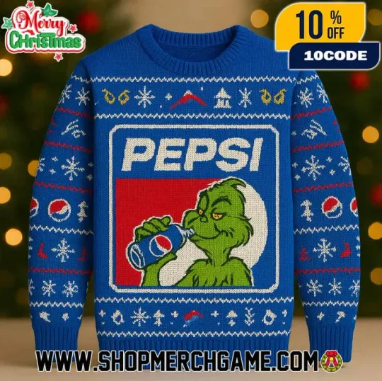 Pepsi X funny character Drinking Can Blue Ugly Sweater