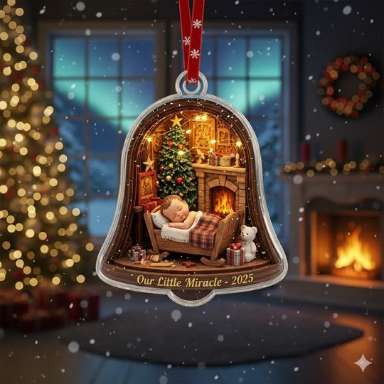Discover Personalized Baby's First Christmas Acrylic Ornament: Custom Family Keepsake