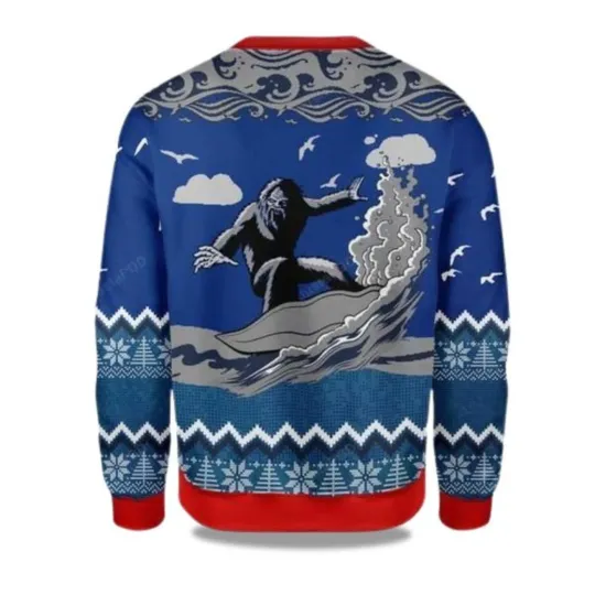 Bigfoot Surfing Christmas Ugly Sweater, Christmas Gift For Men, Women