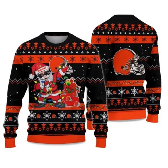 Discover 2025 Browns Santa Claus Ugly Christmas Sweater - Chirstmas Gift for Men, Women