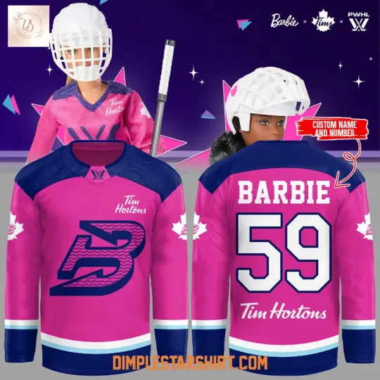 Discover BostF PWHL x Barbie x Tim Hortons Hockey Jersey Reprint, Gift For Fans, Christmas Gift