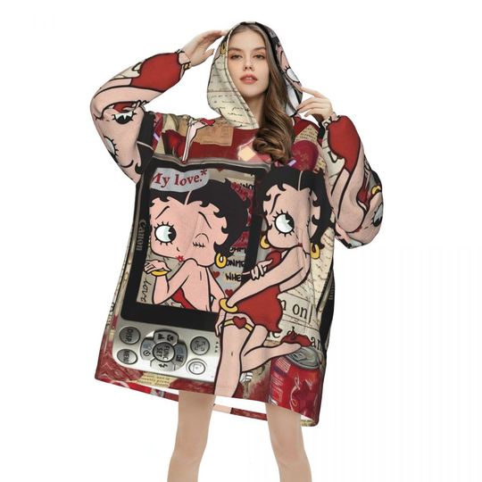 Discover B-Bettys Boops Blanket Hoodie Oversized Wearable Sweatshirt Blanket Warm Gifts for Women Girls Girlfriend