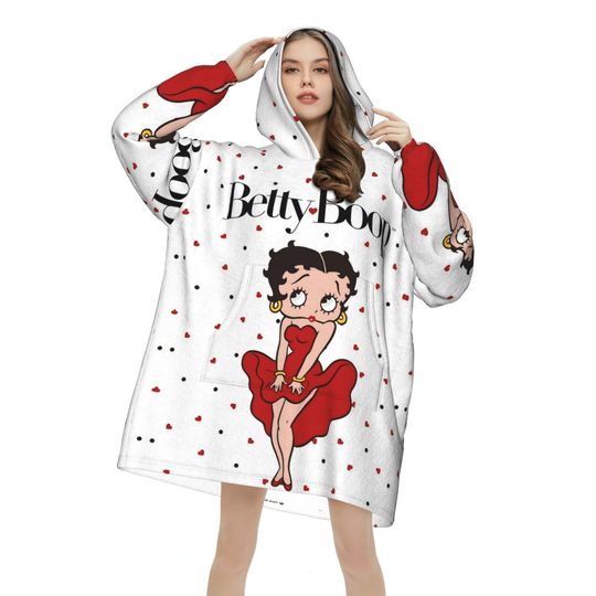 Discover Oversized B-Bettys Boops Wearable Blanket Gifts for Women Men Ultrasoft Plush Warm Sweatshirt Blankets With Pocket