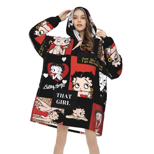 Discover B-Bettys Boops Blanket Hoodie Oversized Wearable Sweatshirt Blanket Warm Gifts for Women Girls Girlfriend