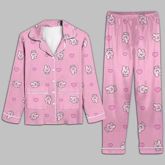 BTS Jungkook Pajama Set, Kpop Bangtan Christmas Pajamas, Bt21 Cooky Pajama Set