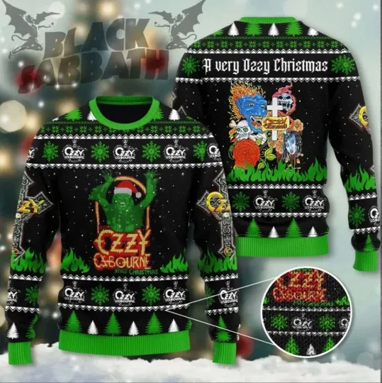 Black Sabbath X Ozy Osbourne Stole Christmas Ugly Sweater, Christmas Gift