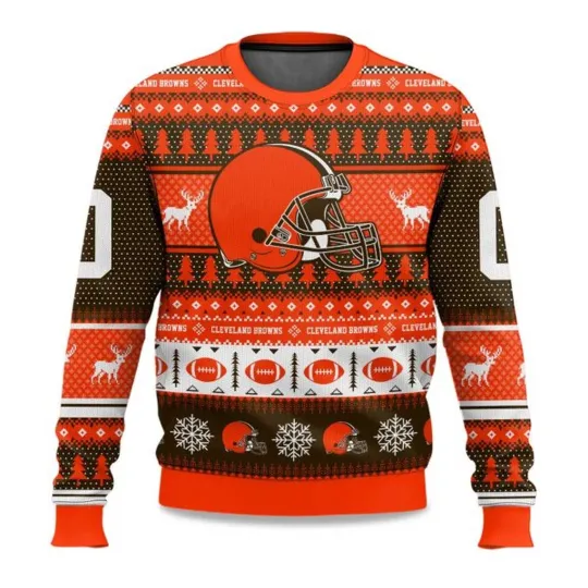 Discover 2025 Christmas Browns Personalized Ugly Sweater - Christmas Gift for Men, Women
