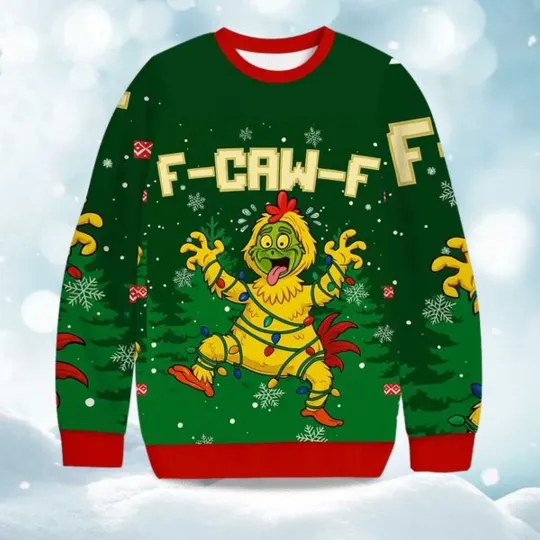 Discover 2025 F-Caw-F Chicken Christmas Ugly Sweater - Christmas Gift For Men, Women