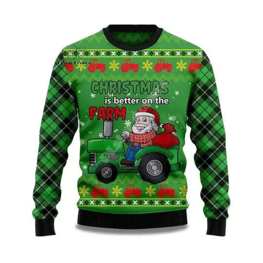 Discover 2025 Chrismas Is Better On The Farm Santa Ugly Christmas Sweater