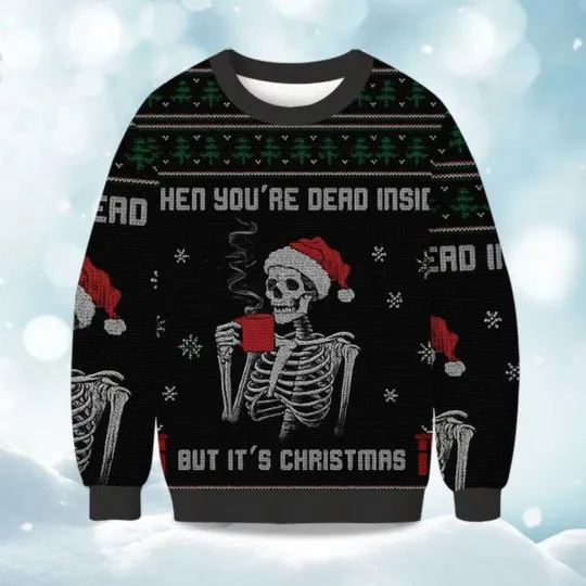 Discover Dead Inside Festive Outside Christmas Ugly Sweater - Christmas Gift