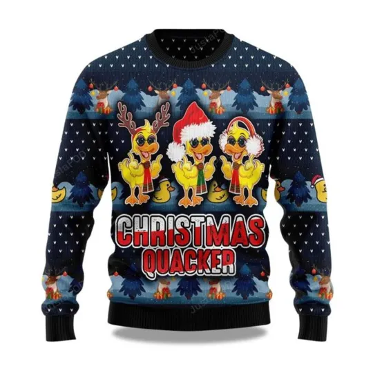 Discover 2025 Cute Duck Quacker Christmas Ugly Sweater