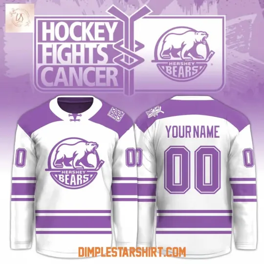 Discover Hersh x Hockey Fights Cancer White Hockey Jersey Reprint, Gift For Fans, Christmas Gift