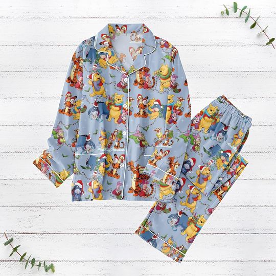 Discover Christmas Winnie The Pooh Pajamas Set, Pooh Pjs, Pooh Cartoon Movie Sleepwear