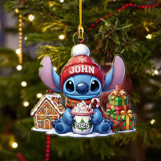 Discover Personalized Stitch Christmas Ornament, Disney Stitch Xmas Ornament Hanging, Customized Stitch 2025 Christmas Tree Decor Gift
