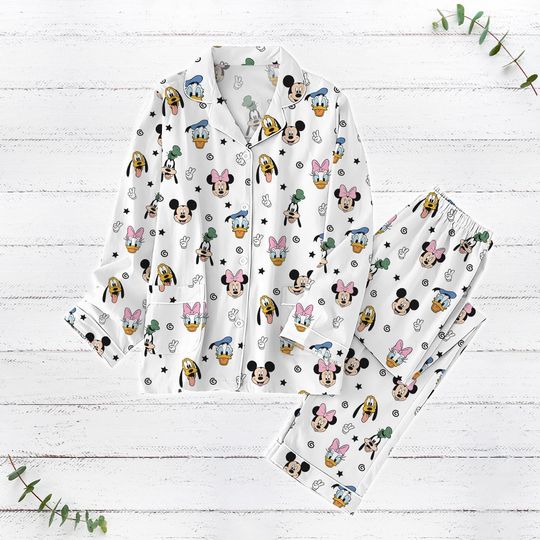 Discover Mickey And Friends Christmas Pajamas Set, Disney Characters Pajamas, Matching Family Pajamas, Mickey Head Pjs