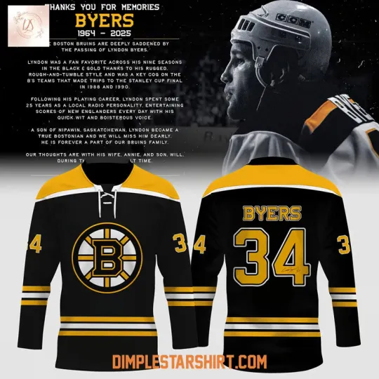 Lynd Byers Boston Bruins Thanks For Memories 2025 Hockey Jersey Reprint