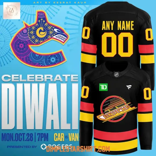 Vanc Diwali Night Hockey Jersey Reprint, Gift For Fans, Christmas Gift