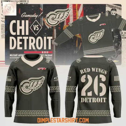 Discover DetR Military Appreciation 2025 Hockey Jersey Reprint, Gift For Fans, Christmas Gift