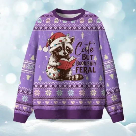 Discover Cute But Bookishly Feral Christmas Ugly Sweater - Christmas Gift For Men, Women