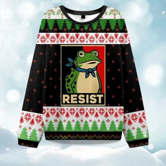 Discover 2025 Portland Frog Resist Christmas Ugly Sweater - Christmas Gift For Men, Women