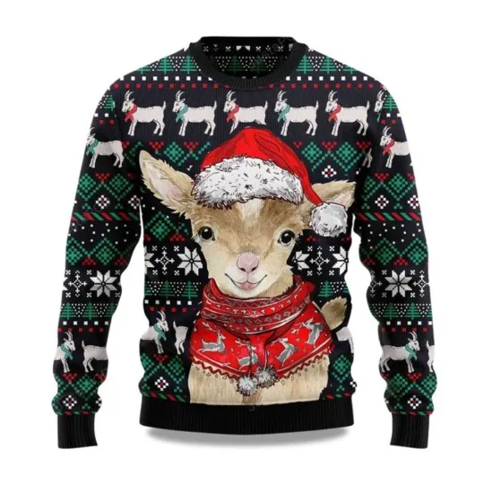 Discover 2025 Cute Goat Santa Christmas Ugly Sweater