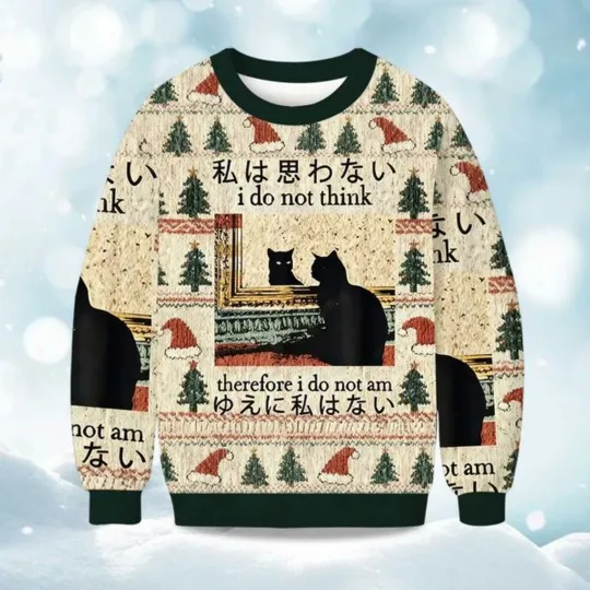 Discover I Do Not Think Therefore I Do Not Am Christmas Ugly Sweater - Xmas Gift 2025