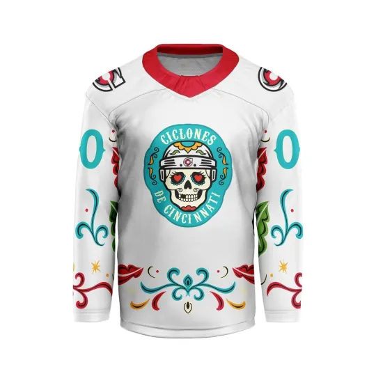 Discover Personalized Cincinnati Cyclones 2025/26 Dia De Muertos V-shaped Hockey Shirt