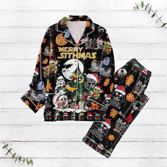Christmas Star Wars Pajamas Set, Merry Sithmas Pajamas, Santa Darth Vader Holiday Pajamas