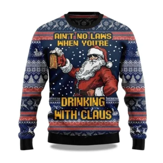 Discover Ain’t No Law When Drinking Beer Christmas Ugly Sweater, Xmas Gift