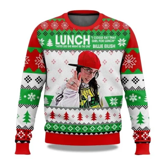 Discover Billie Eilish I Could Eat That Girl For Lunch Christmas Ugly Sweater