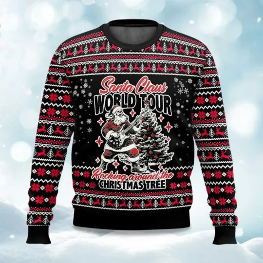 Discover Santa Claus World Tour Ugly Christmas Sweater