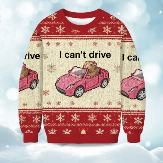 Discover I Can’t Drive Funny Hamster Christmas Ugly Sweater, Xmas Gift