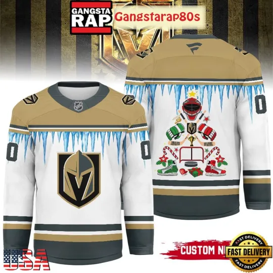 Discover Personalize Vegas Golden Knights Christmas 2025 Hockey Shirt Men's Fan Gear Gift