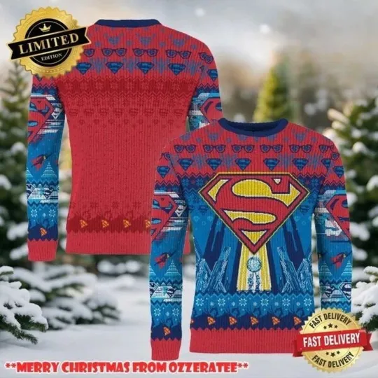 Superman Kryptonian Kringle Ugly Christmas Sweater, Xmas Gift
