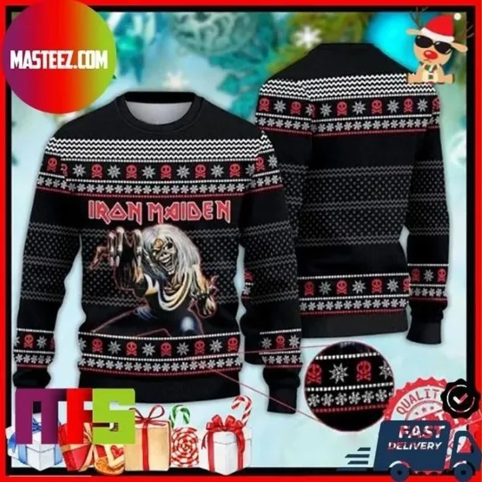 Iron Maiden Mascot Eddie The Head Ugly Christmas Sweater, Xmas Gift