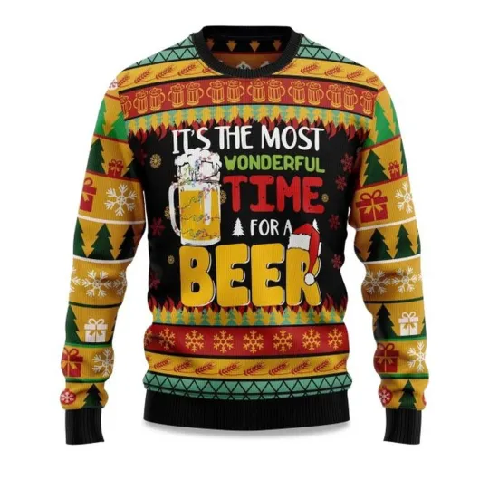 Discover 2025 Christmas It’s The Most Wonderful Time For A Beer Ugly Sweater