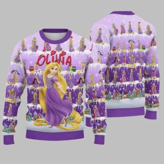 Discover 2025 Christmas Princess Rapunzel Cloudy Hair Movie Christmas Ugly Sweatshirt