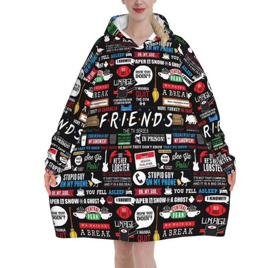 Classic TV Show Central Perk Friends Print Wearable Blanket Hoodie