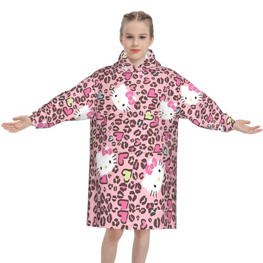 Girls Boys Hello Kittys Kawaii Cats Hoodie Blanket