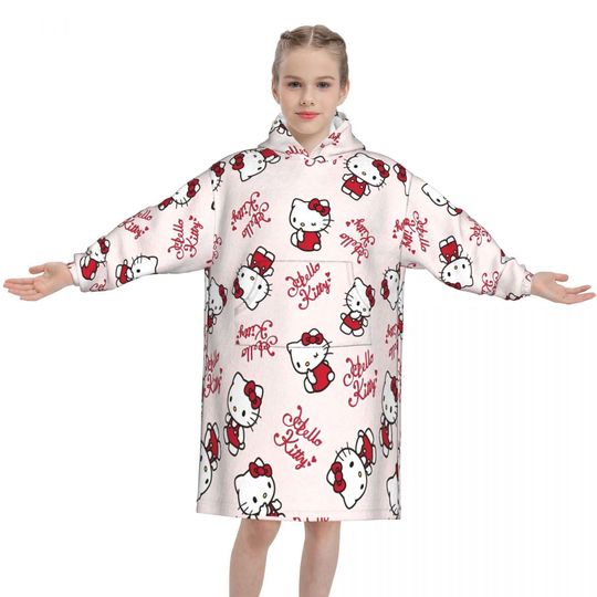 Children's Hello Kitty Kawaii Cat Hoodie Blanket