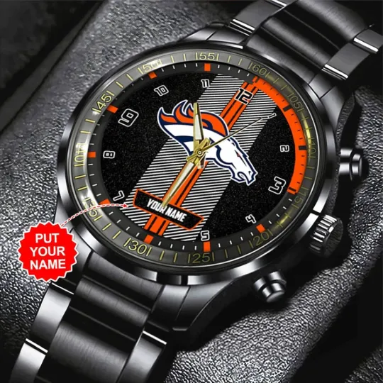 Discover Personalized Broncos Black Stainless Steel Watch