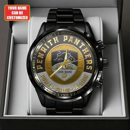 Discover Personalized Penrith Panthers Black Stainless Steel Watch