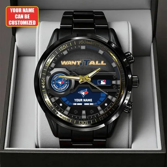 Discover Personalized Toronto Blue Jays World Series 2025 Black Stainless Steel Watch
