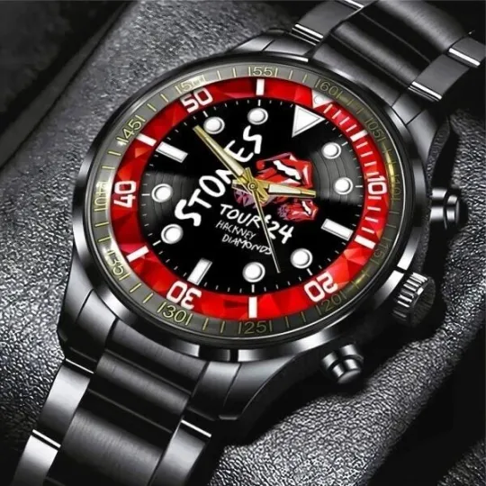 The Rolling Stones Black Stainless Steel Watch