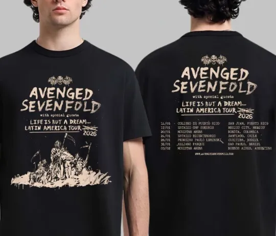 Discover Avenged Sevenfold Life Is But A Dream Latin America Tour 2026 Unisex T-Shirt